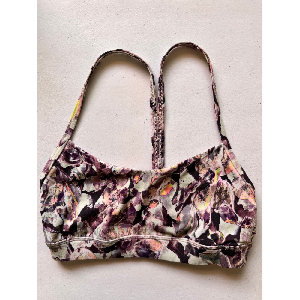 Lot of 2 Lululemon Flow Y Bra Nulu Size 2 Floral & Tie Dye Green Sports Bras